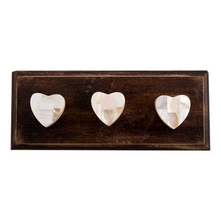 Shell and Resin Heart Wooden Hooks